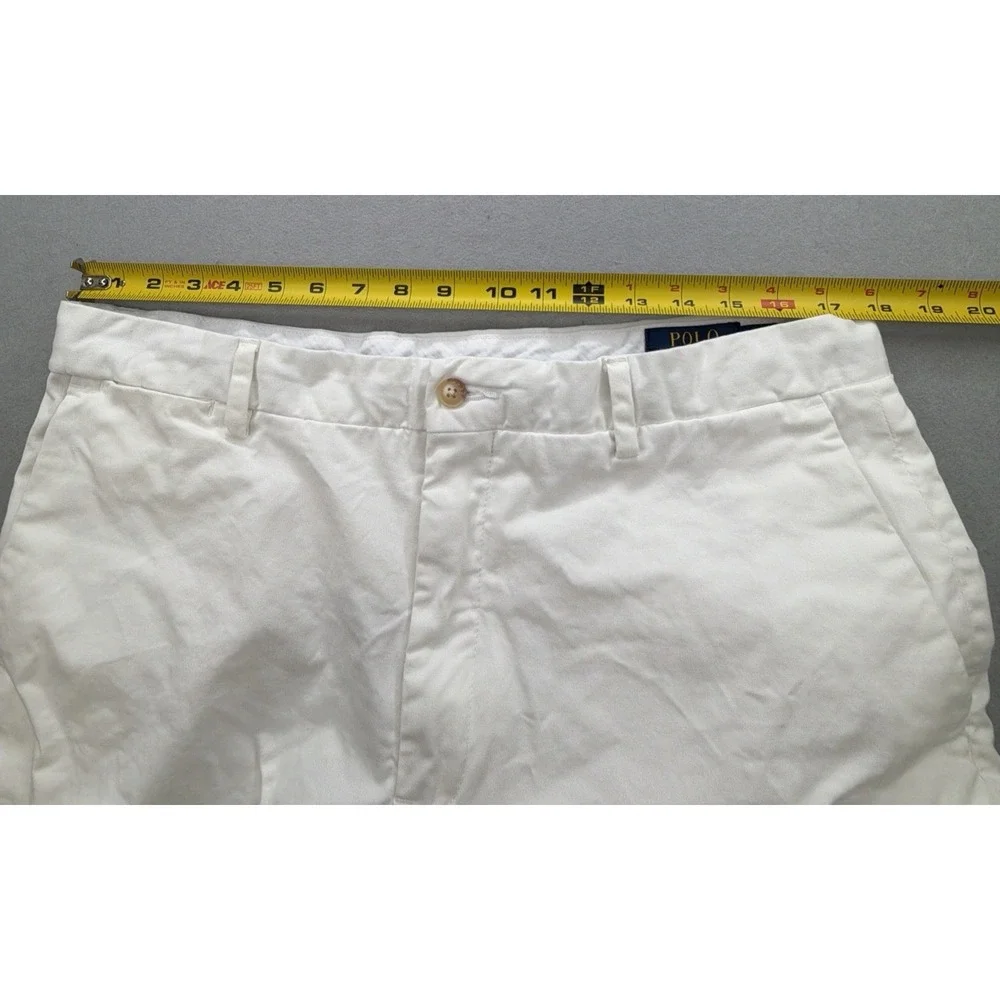 Polo Ralph Lauren Stretch Classic Fit Chino Shorts White Mens 36 Flat Front